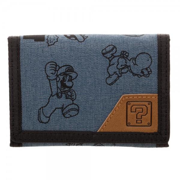 Mario Fabric Tri-Fold Wallet With Snaps