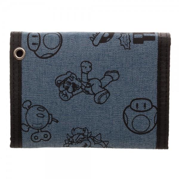 Mario Fabric Tri-Fold Wallet With Snaps